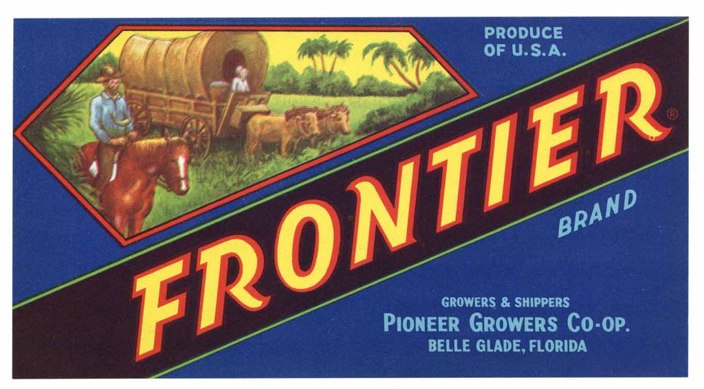 Frontier Brand Vintage Belle Glade Florida Vegetable Crate Label