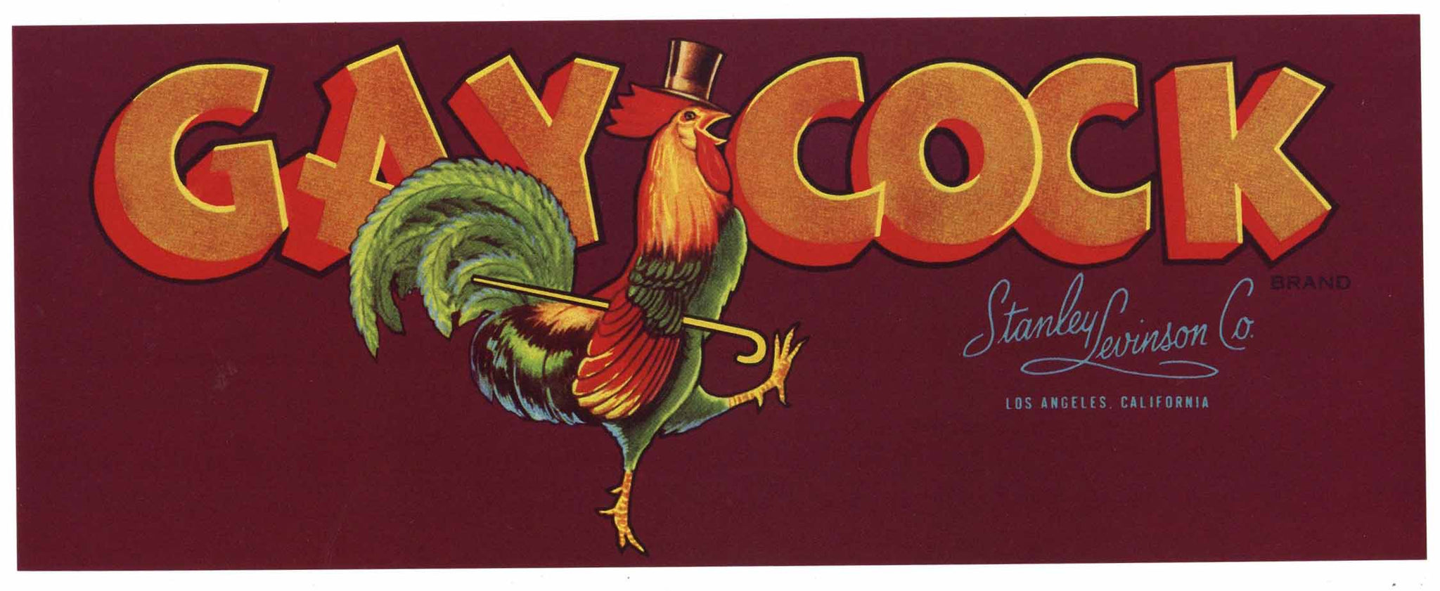 Gay Cock Brand Vintage Produce Crate Label