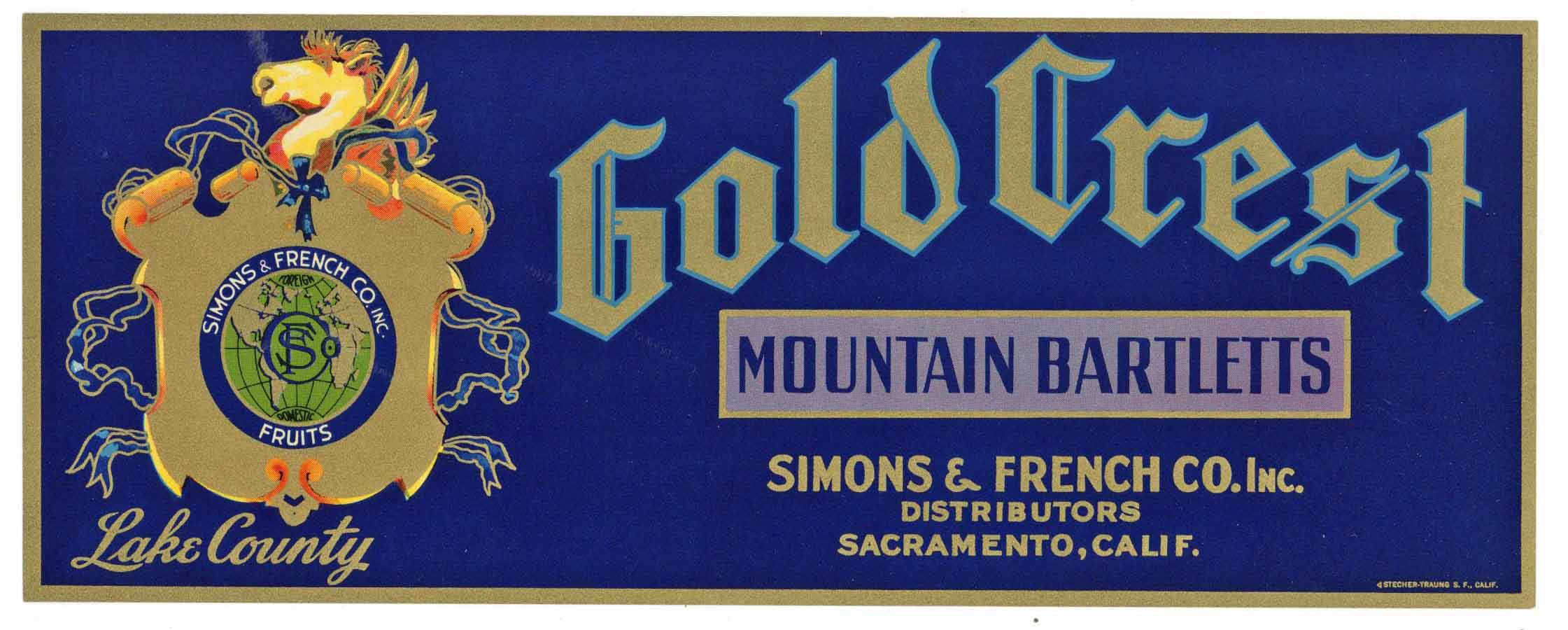 Gold Crest Brand Vintage Pear Crate Label – thelabelman