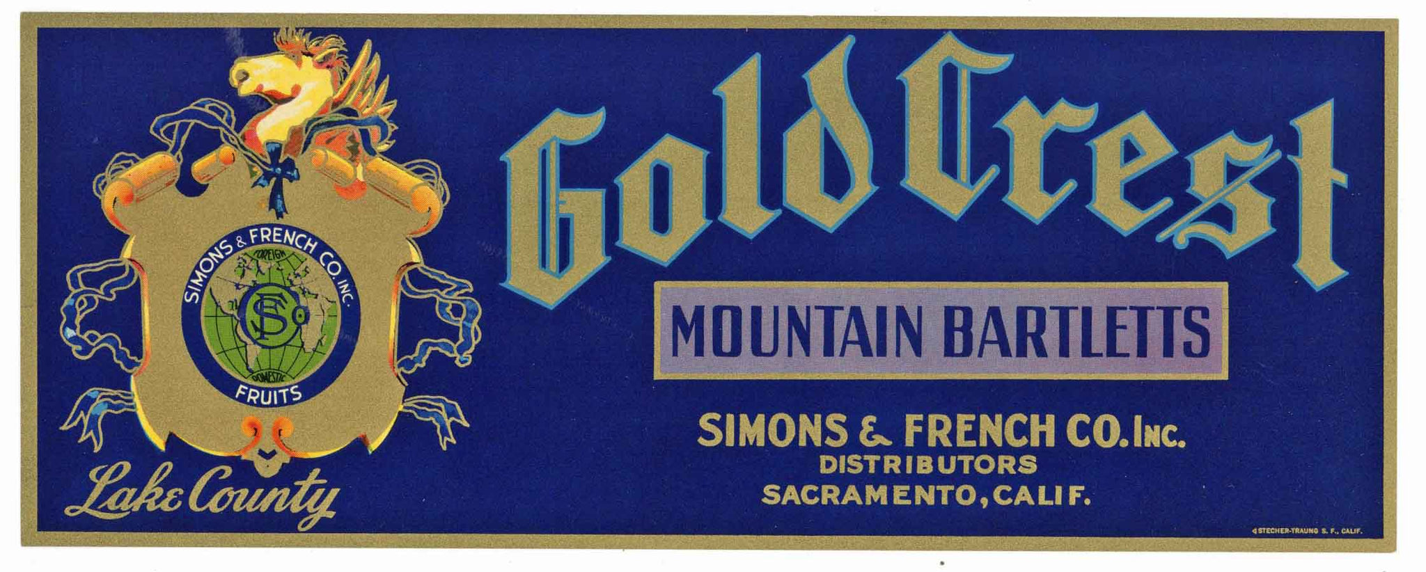 Gold Crest Brand Vintage Pear Crate Label