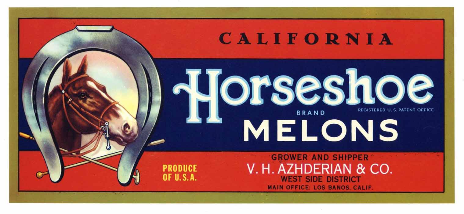 Horseshoe Brand Vintage Melon Crate Label
