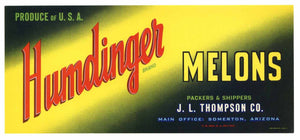 Humdinger Brand Vintage Arizona Melon Crate Label