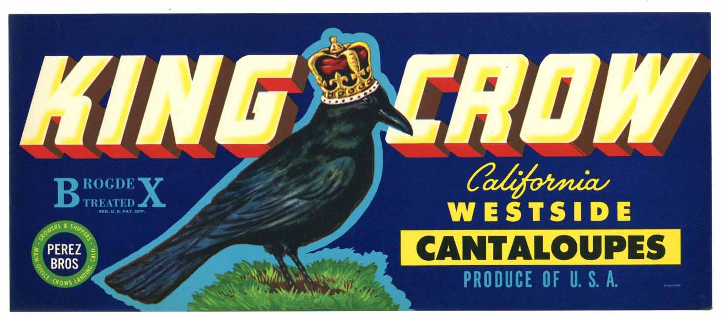 King Crow Brand Vintage Melon Crate Label