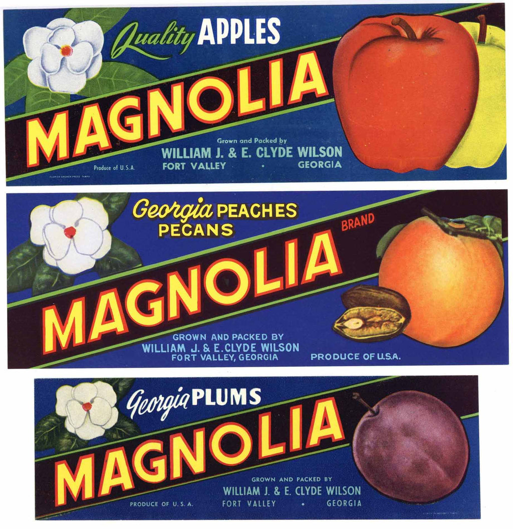 Magnolia Brand Vintage Fort Valley Georgia Crate Label Set Of Three