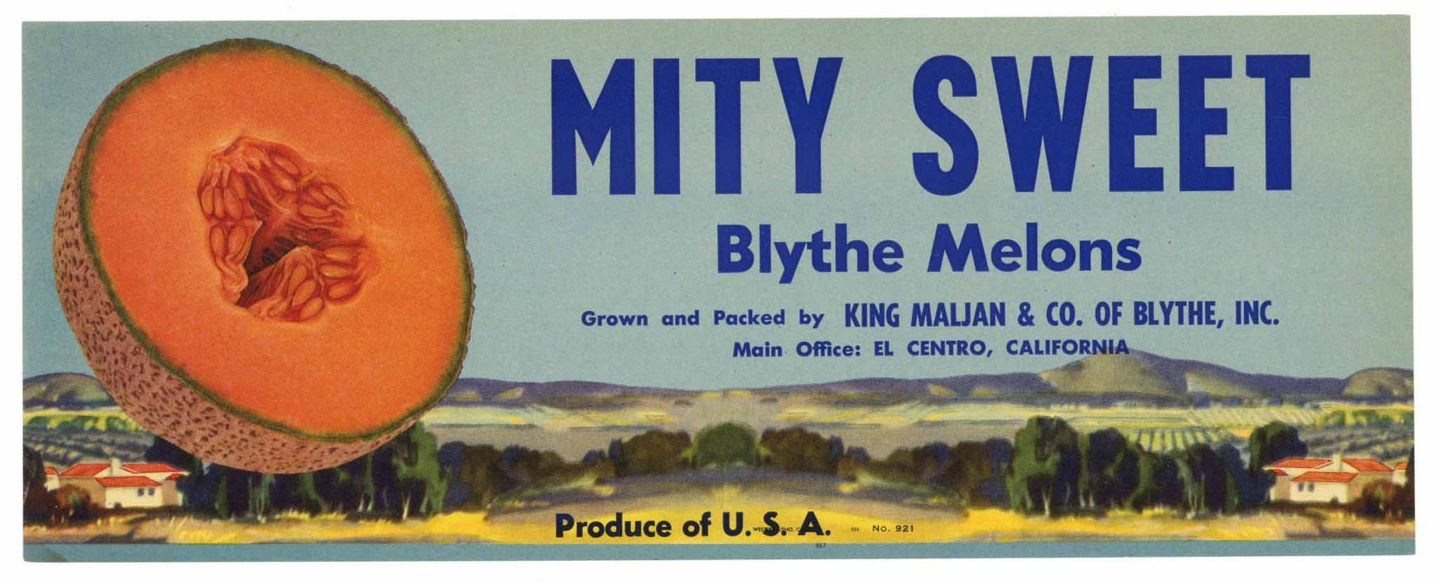 Mity Sweet Brand Vintage Imperial Valley Melon Crate Label