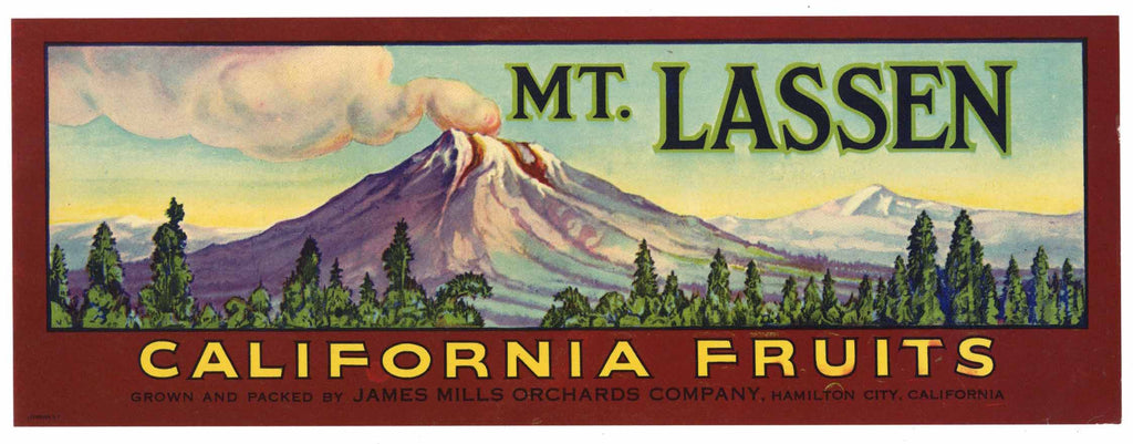 Mt. Lassen Brand Vintage Produce Crate Label, lug