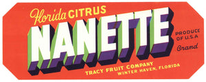 Nanette Brand Vintage Winter Haven Florida Citrus Crate Label