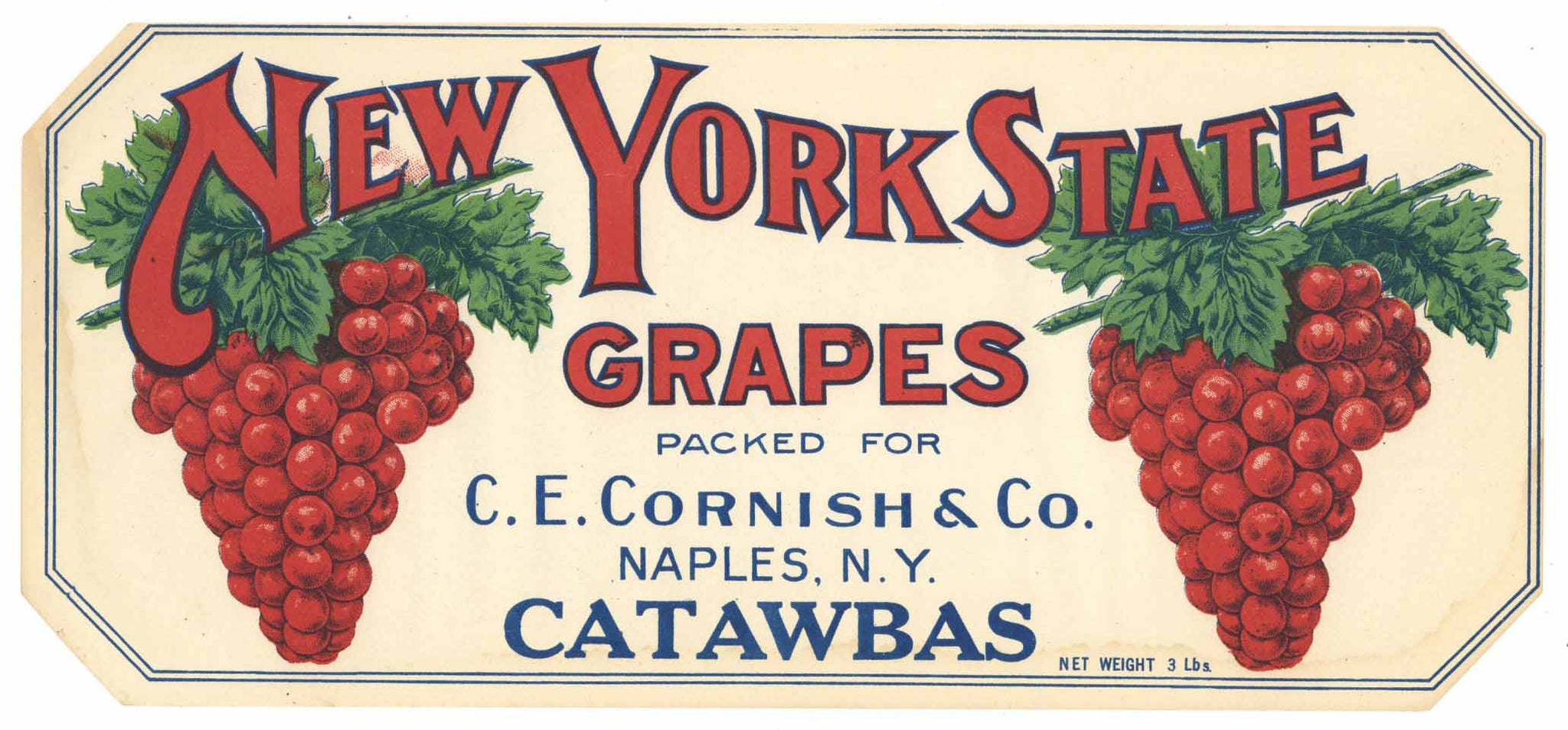 New York State Brand Vintage Napes Grape Crate Label