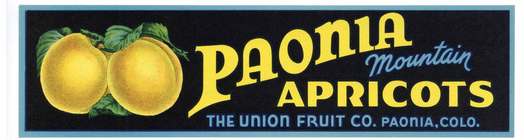 Paonia Brand Vintage Colorado Apricot Crate Label
