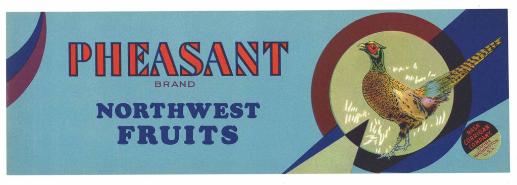 Pheasant Brand Vintage Yakima Washington Fruit Crate Label