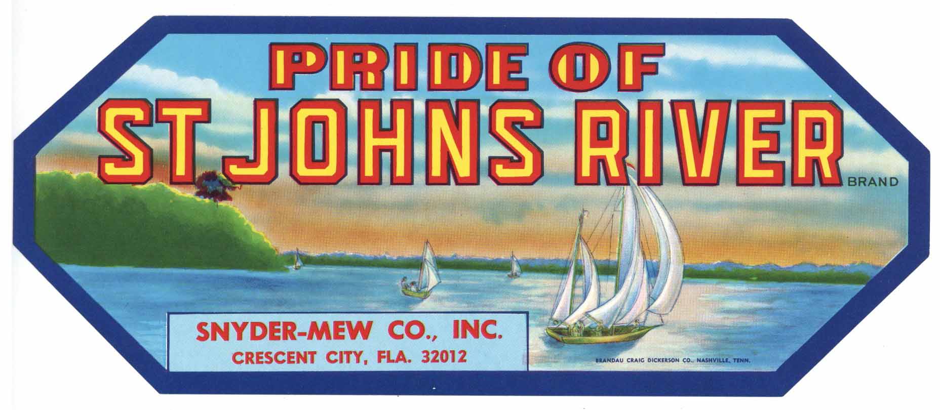 Pride of St Johns River Brand Vintage Florida Citrus Crate Label