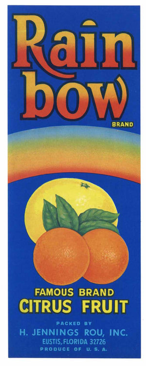 Rainbow Brand Vintage Eustis Florida Citrus Crate Label