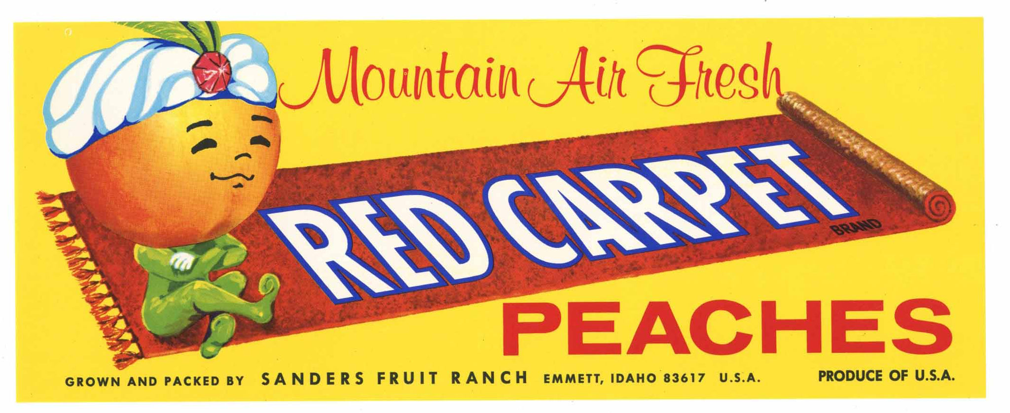 Red Carpet Brand Vintage Emmett Idaho Peach Crate Label