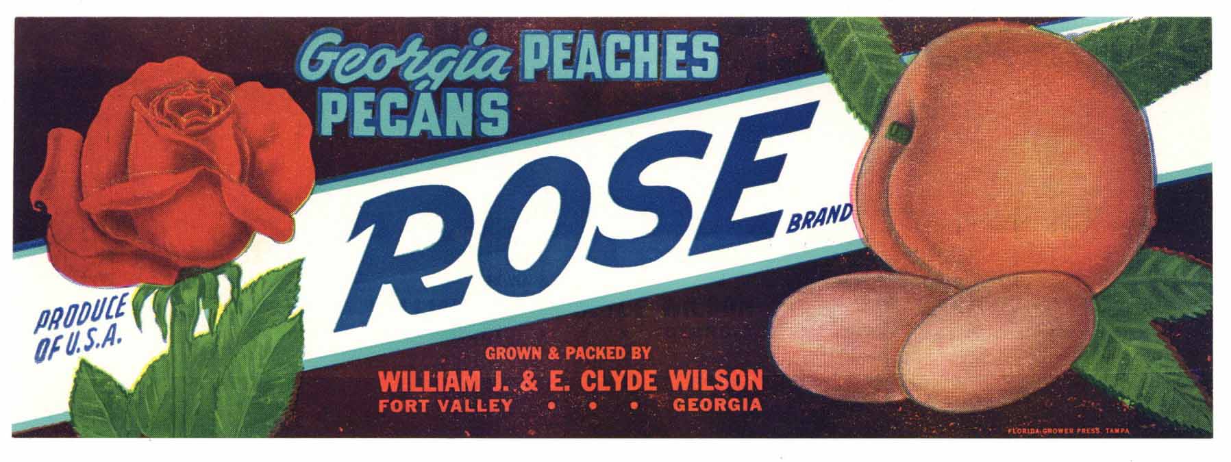 Rose Brand Vintage Fort Valley Georgia Peach Crate Label