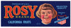 Rosy Brand Vintage Fresno Fruit Crate Label