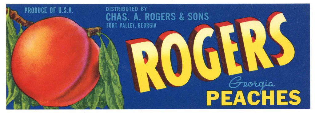 Rogers Brand Vintage Fort Valley Georgia Peach Crate Label