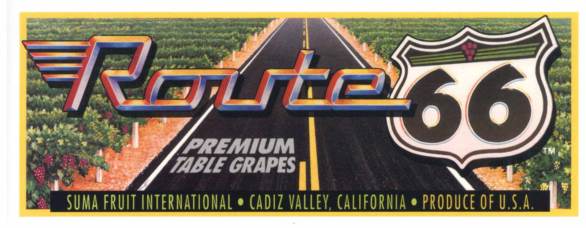 Route 66 Brand Vintage Cadiz Valley Grape Crate Label