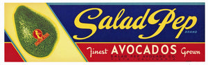 Salad Pep Brand Vintage Vista Avocado Crate Label