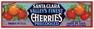 Santa Clara Valley's Finest Cherries Brand Vintage Fruit Crate Label