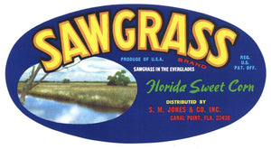 Sawgrass Brand Vintage Canal Point Florida Vegetable Crate Label