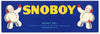 Snoboy Brand Vintage Produce Crate Label