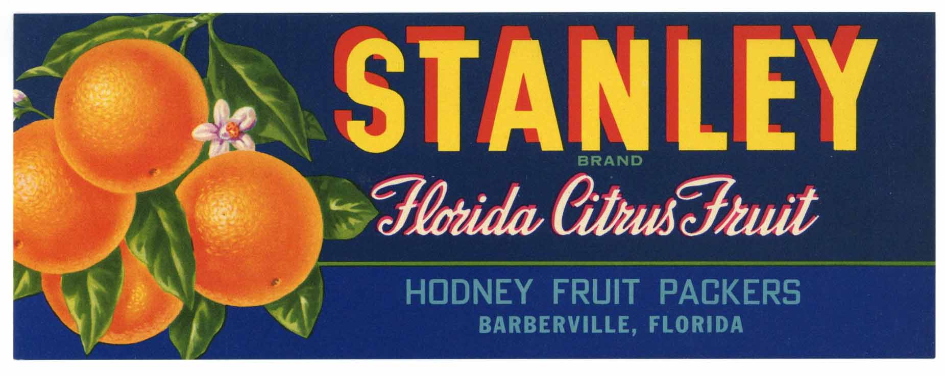 Stanley Brand Vintage Barberville Florida Citrus Crate Label