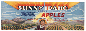 Sunny Idaho Brand Vintage Caldwell Apple Crate Label