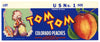 Tom Tom Brand Vintage Colorado Peach Fruit Crate Label, zipcode