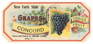 New York State Brand Vintage Grape Crate Label, Tivoli