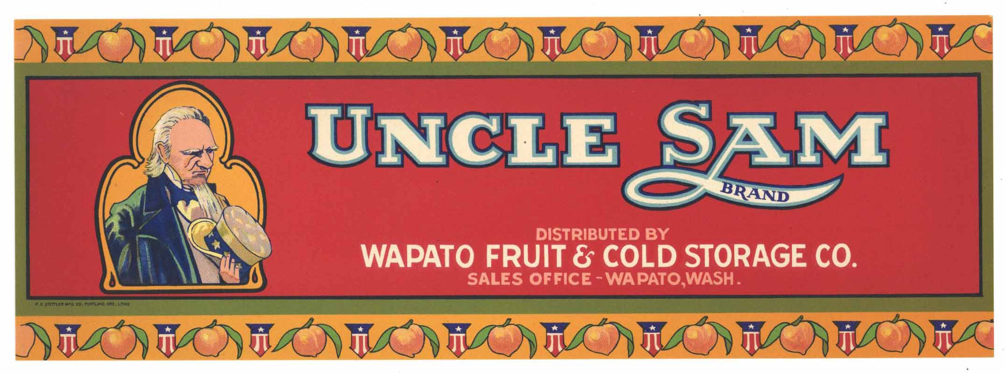 Uncle Sam Brand Vintage Washington Fruit Crate Label