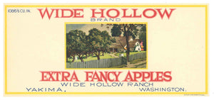 Wide Hollow Brand Vintage Washington Apple Crate Label, s