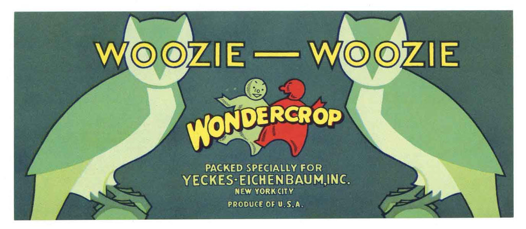 Woozie Woozie Brand Vintage Vegetable Crate Label