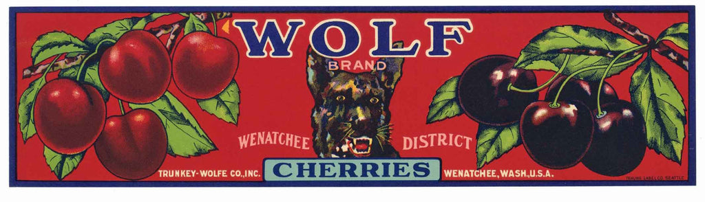 Wolf Brand Vintage Washington Cherry Crate Label