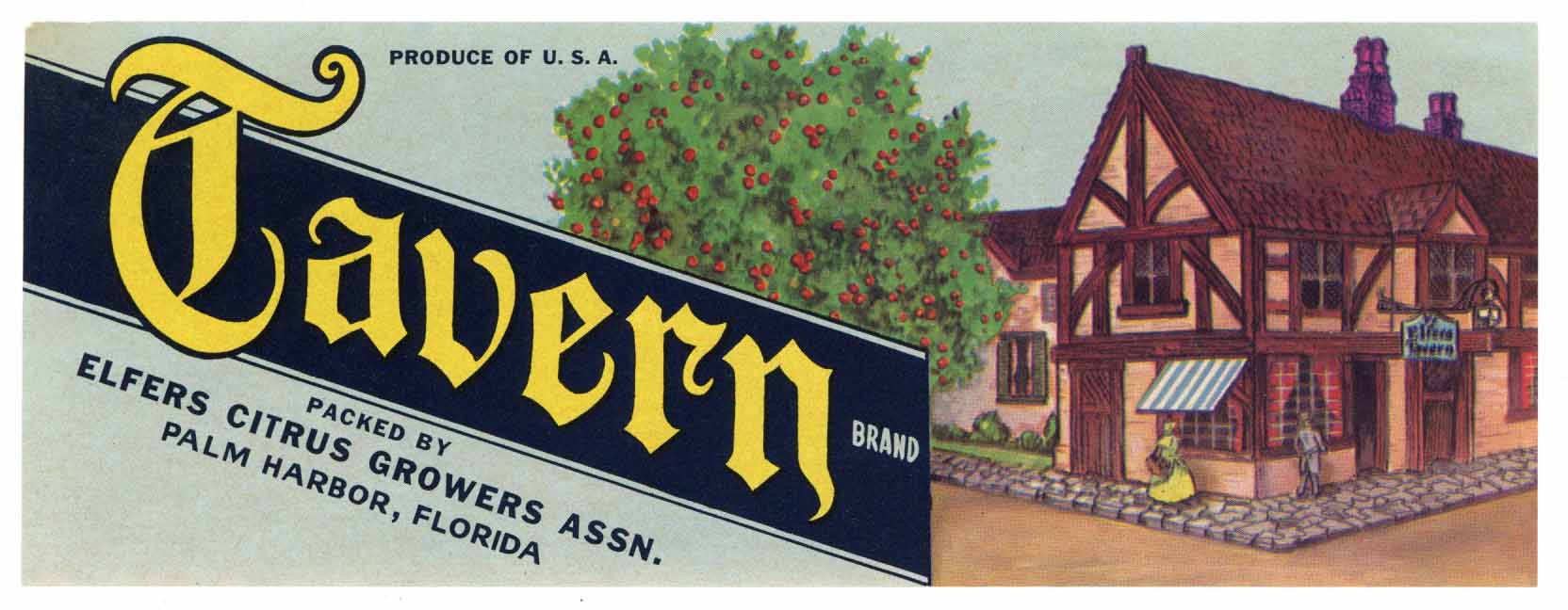 Tavern Brand Vintage Palm Harbor Florida Citrus Crate Label