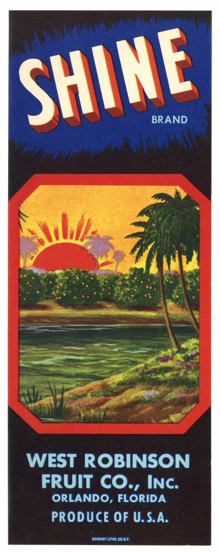 Shine Brand Vintage Orlando Florida Citrus Crate Label, v