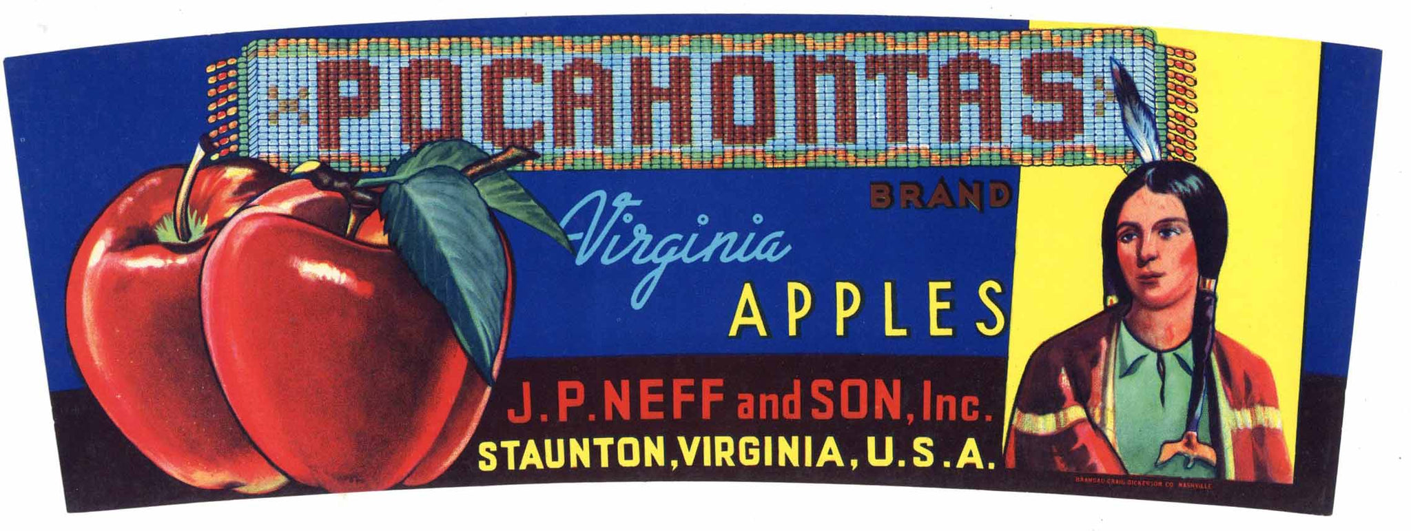 Pocahontas Brand Stuanton Virginia Apple Crate Label
