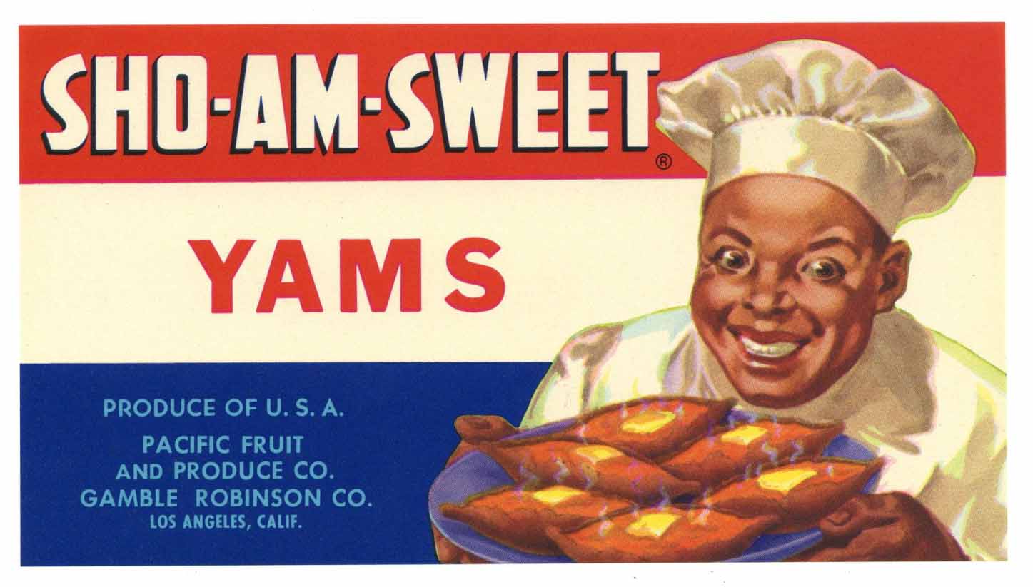 Sho-Am-Sweet Brand Vintage Yam Crate Label, "yams"