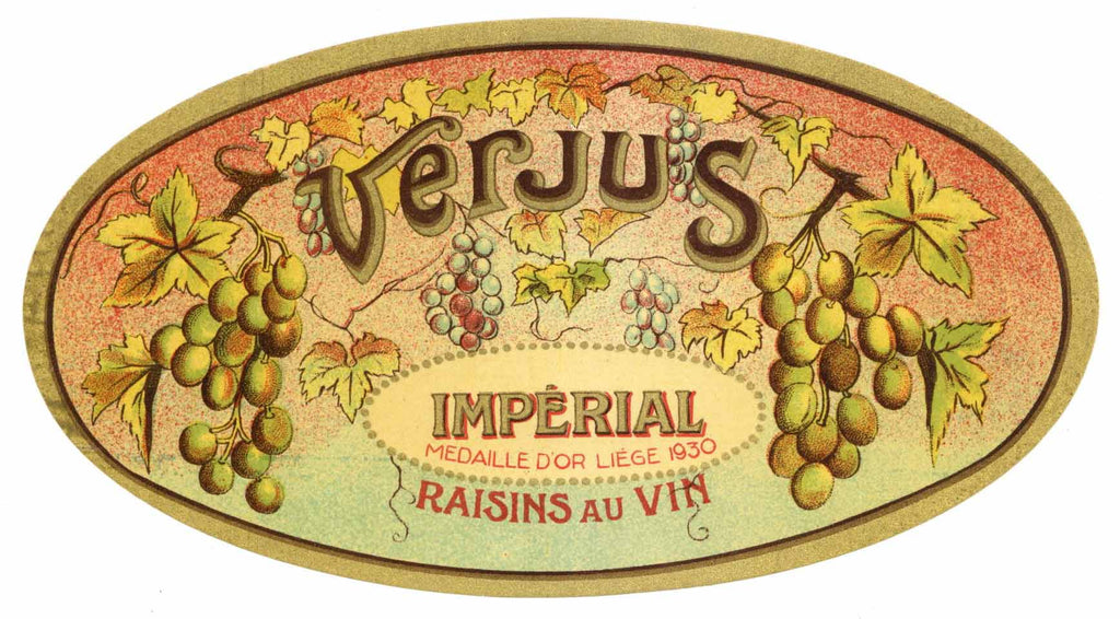 Verjus Brand Vintage French Raisin Label