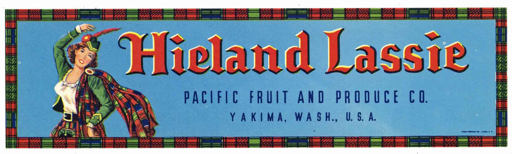 Hieland Lassie Brand Vintage Washington Fruit Crate Label