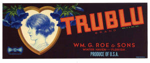 Trublu Brand Vintage Winter Haven Florida Citrus Crate Label