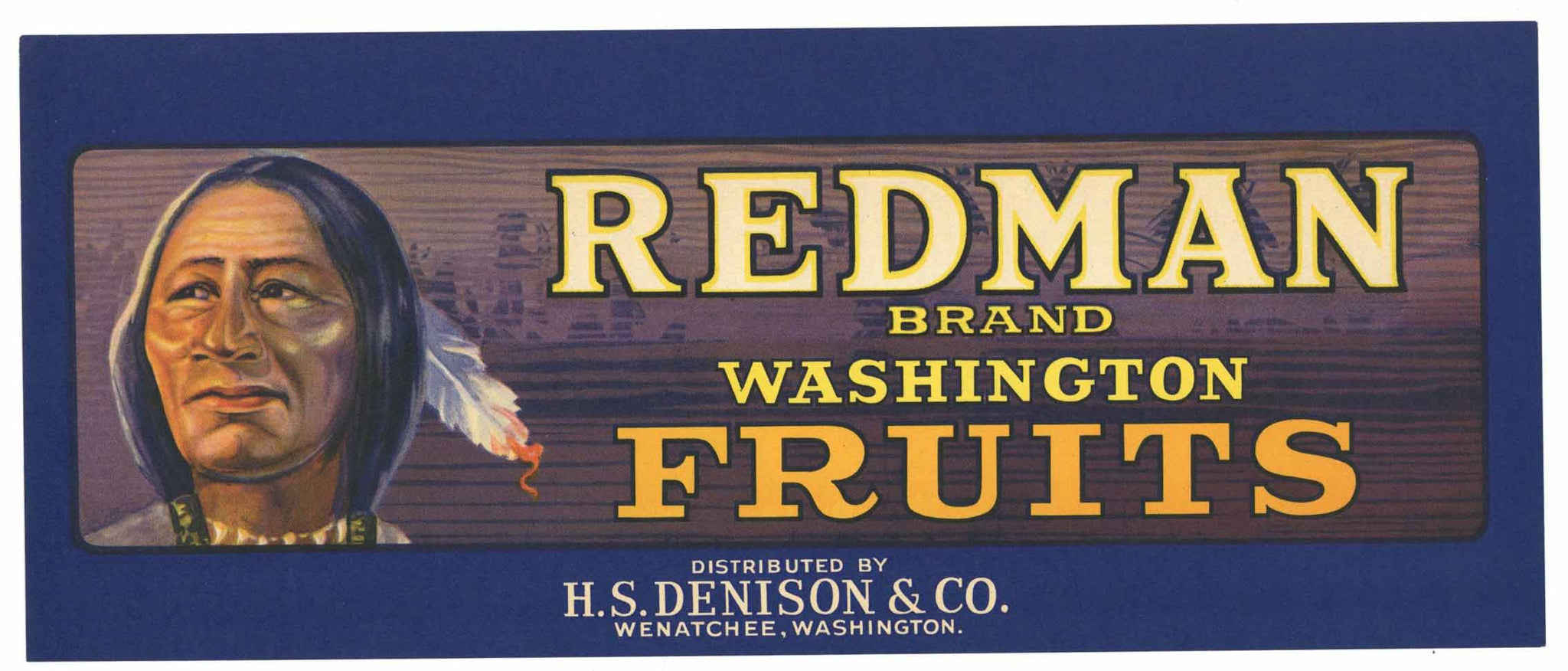 Redman Brand Vintage Wenatchee Fruit Crate Label, s