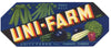 Uni-Farm Brand Vintage Pahokee Florida Vegetable Crate Label