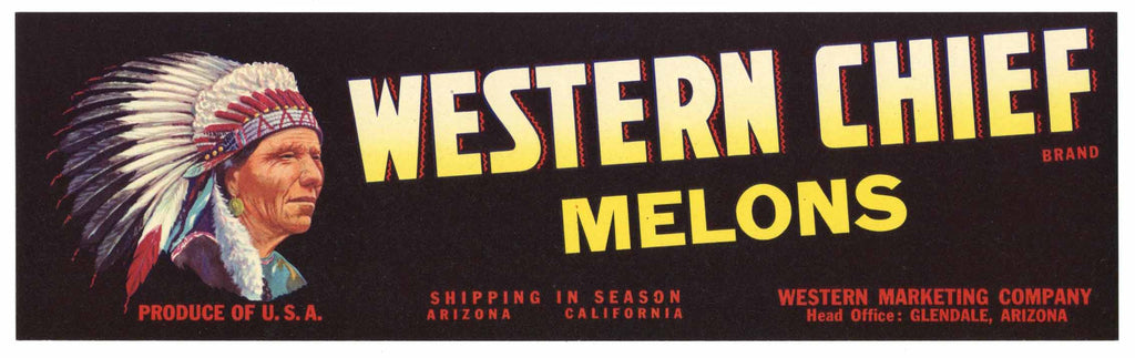 Western Chief Brand Vintage Glendale Arizona Melon Crate Label
