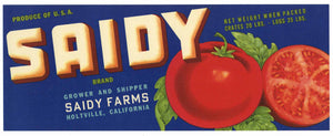 Saidy Brand Holtville Tomato Crate Label