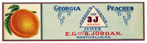 The 3J Brand Vintage Monticello Georgia Peach Crate Label