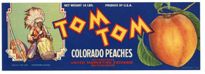 Tom Tom Brand Vintage Colorado Peach Fruit Crate Label
