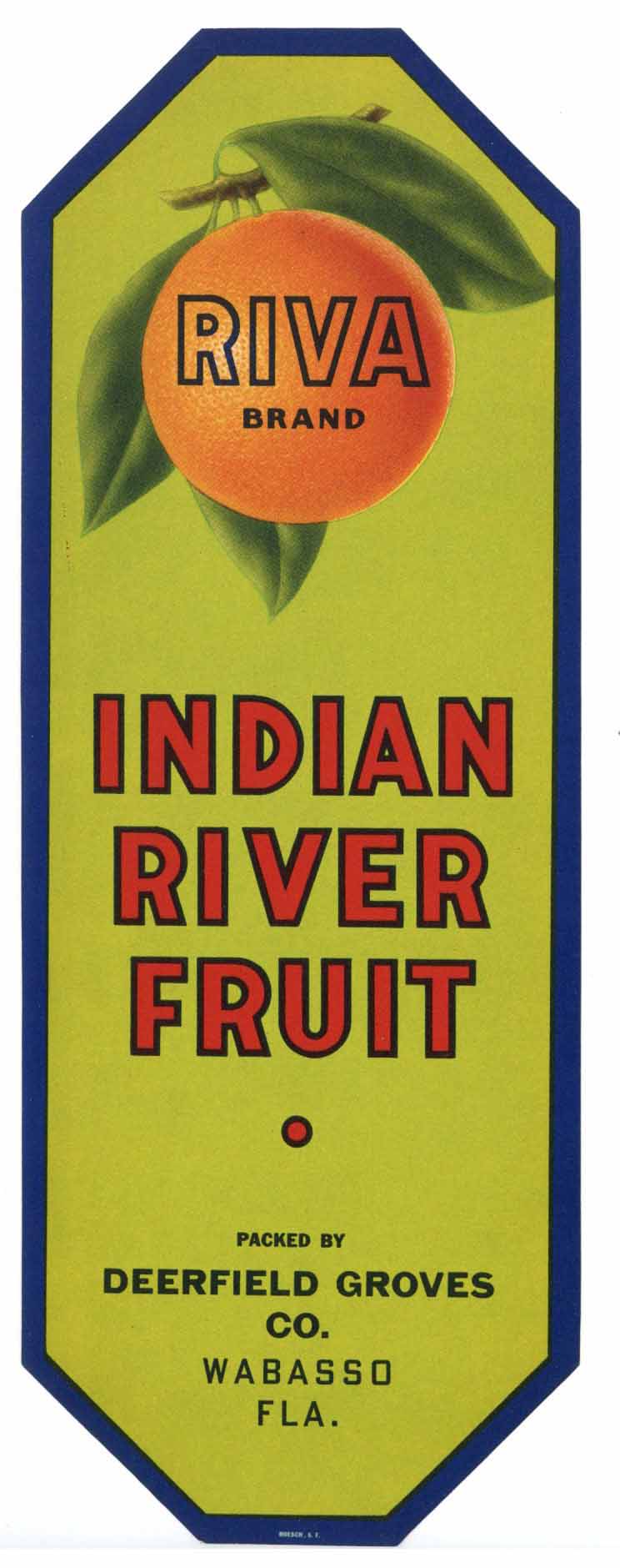 Riva Brand Vintage Wabasso Florida Citrus Crate Label