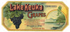 Lake Keuka Concord Grapes Vintage New York Grape Crate Label, Penn Yan