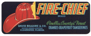 Fire-Chief Brand Vintage Clearwater Florida Citrus Crate Label