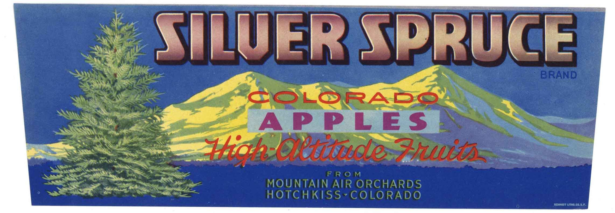 Silver Spruce Brand Vintage Colorado Apple Fruit Crate Label